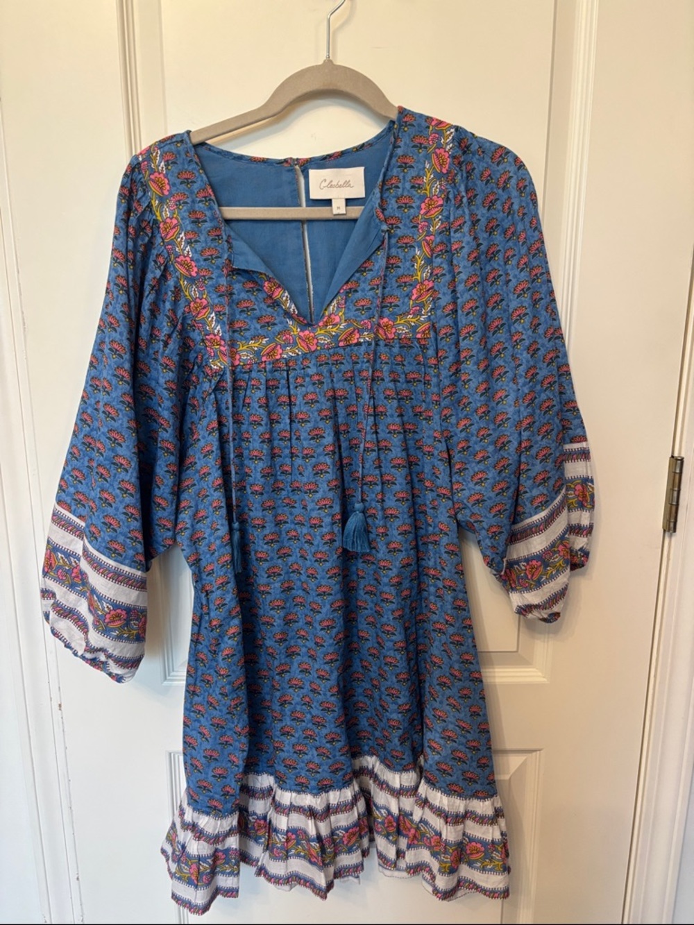 Cleobella Blue Floral Printed Peasant Dress